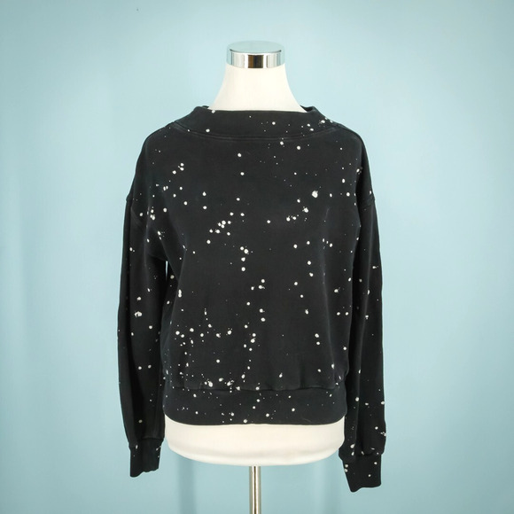 Pilcro Anthropologie Size Small S Black Elayna Splatter Print Cotton Sweatshirt - Picture 1 of 7